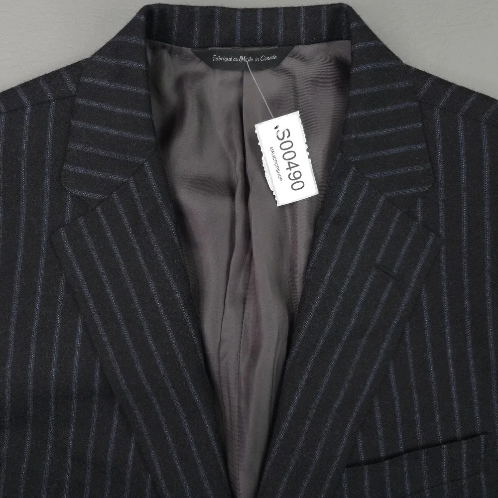 Samuelsohn Suit Jacket Mens 42R Gray Wool Cashmere Pinstripe 2 Button Blazer
